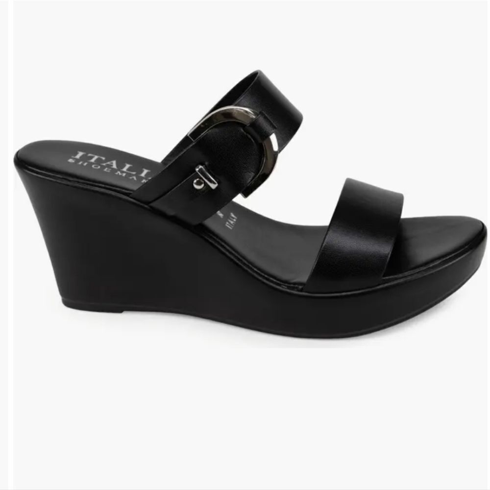 BRAND NEW ITALIAN SHOEMAKERS  DOUBLE STRAP PLATFORM ESPADRILLE WEDGE SANDAL